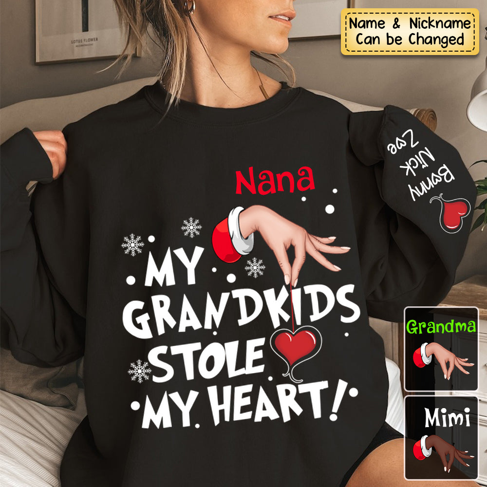 My grandkids Stole My Heart Grandma Personalized Christmas Sweatshirt