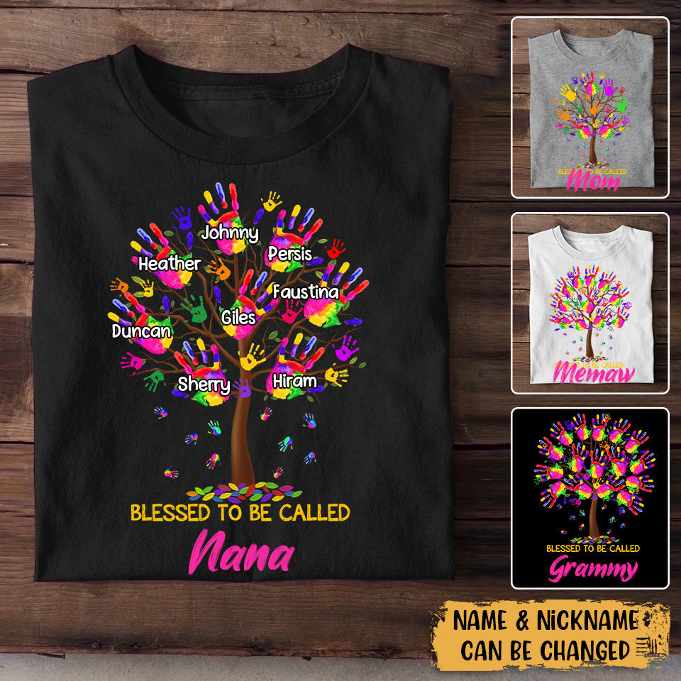 Personalized Colorful Hand Print Tree Blessed to Be Called Grandma Kid -  nany_shops