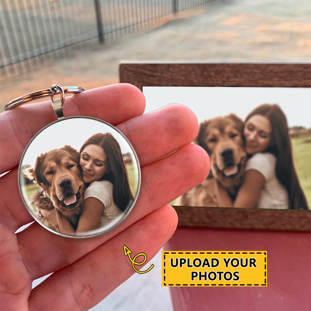 Personalized Dog Photo Keychain-Round Resin Epoxy Metal Keychain