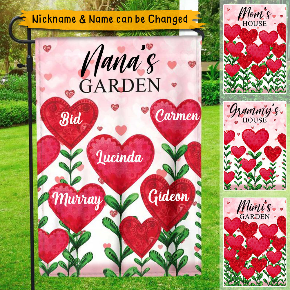 Auntie Mom Grandma's Garden Loads Of Sweet Heart Kids Personalized Flag