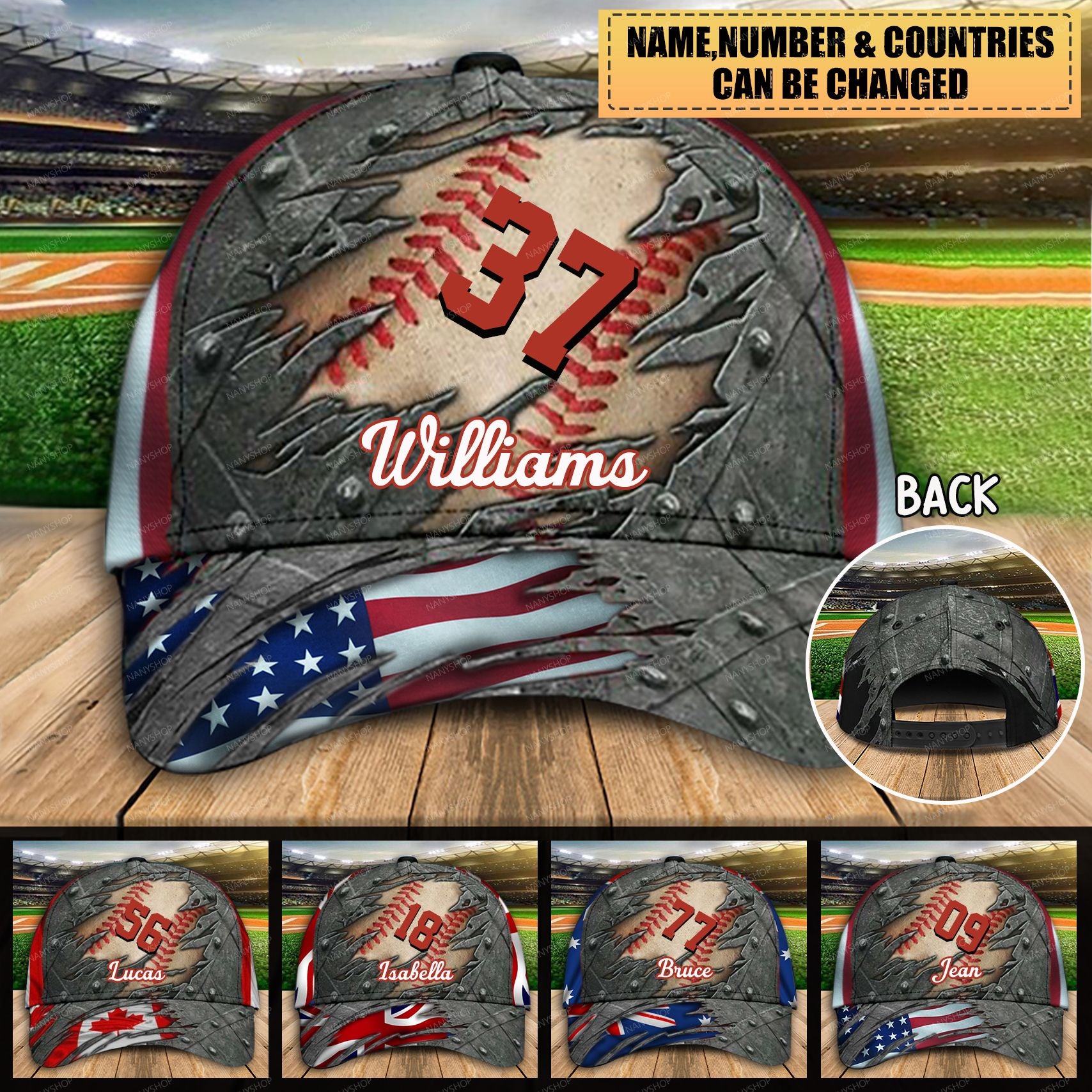Personalized Baseball Crack Flag Classic Cap