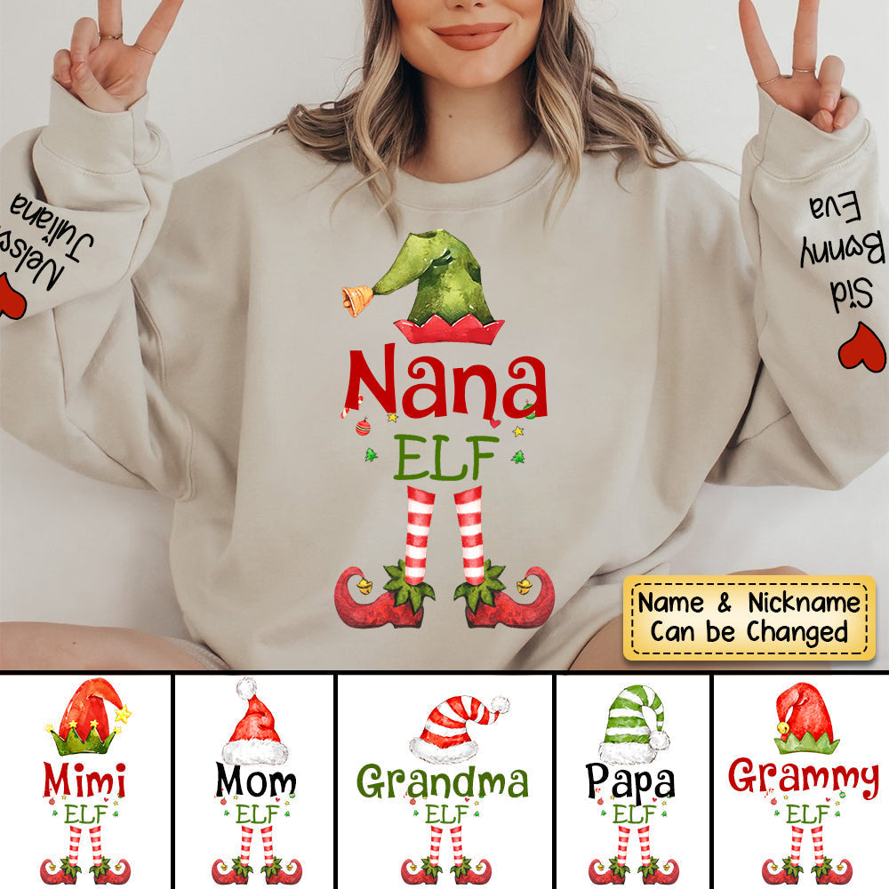 Personalized Sweatshirt Grandma Elf Christmas
