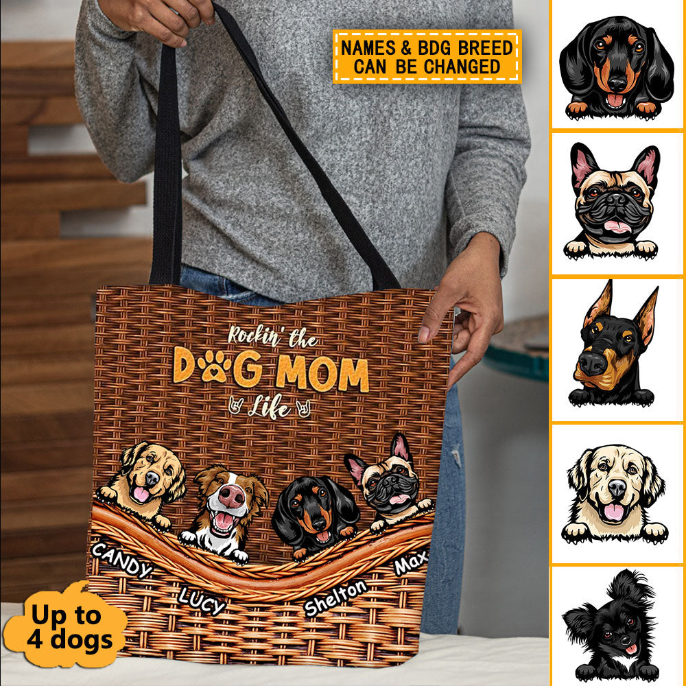Living That Dog Mom Life - Gift For Dog Mom, Personalized Cloth Tote Bag