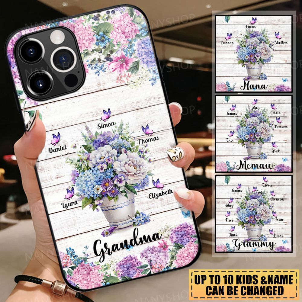 Personalized Grandma Colorful Flower Butterfly  Phonecase