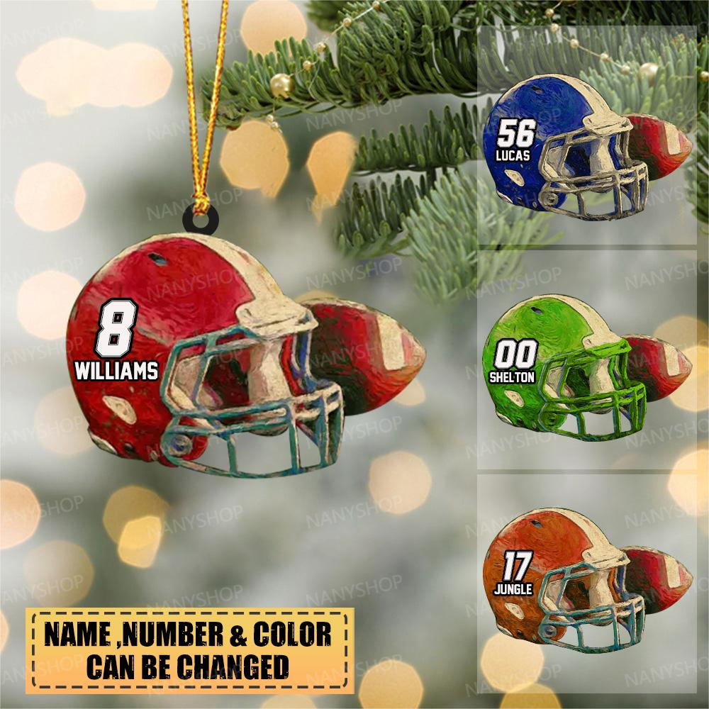 Personalized Retro American Football helmet-Two Sided Ornament