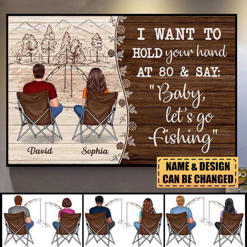 Fishing Couple Back View Personalized Horizontal Poster