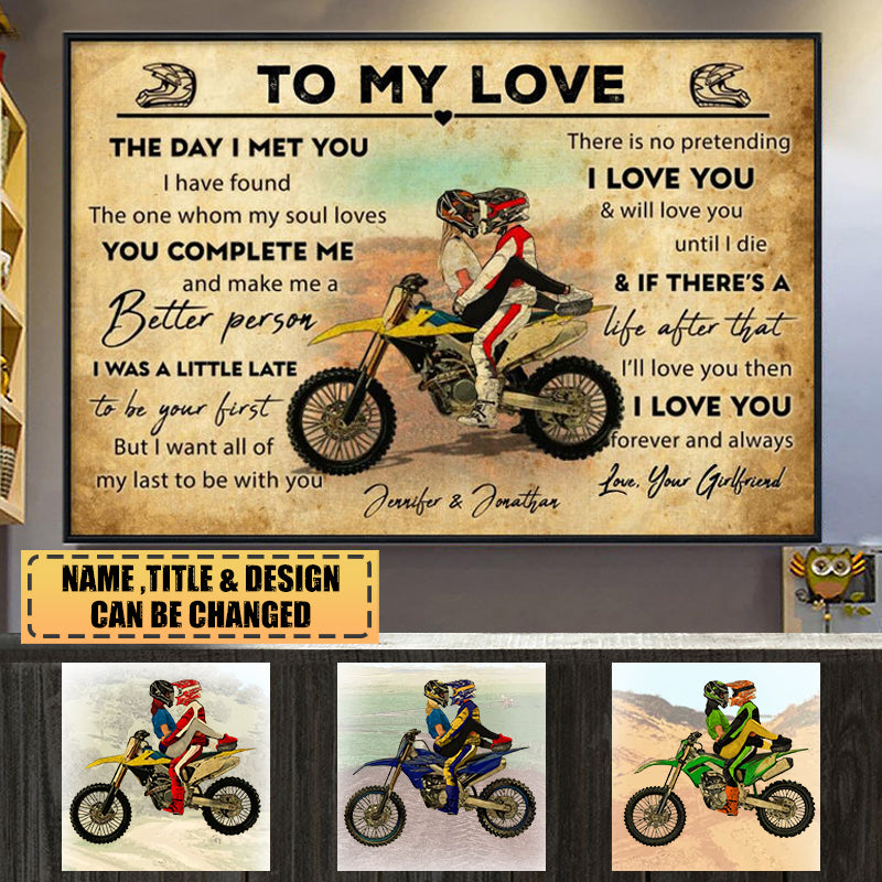Custom Personalized Motocross Poster, Vintage Style, Dirt Bike Gifts For Boyfriend, Personalized Gift For Husband