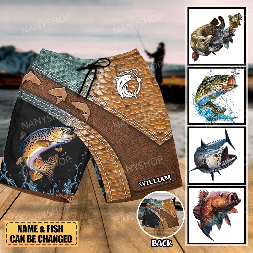 Personalized Fishing Lovers Hawaii Beach Shorts