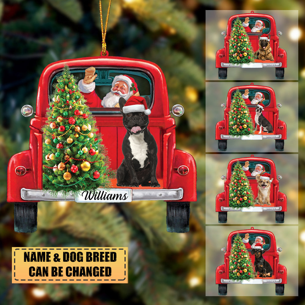 Personalized Santa & Dog Christmas-Two Sided Ornament