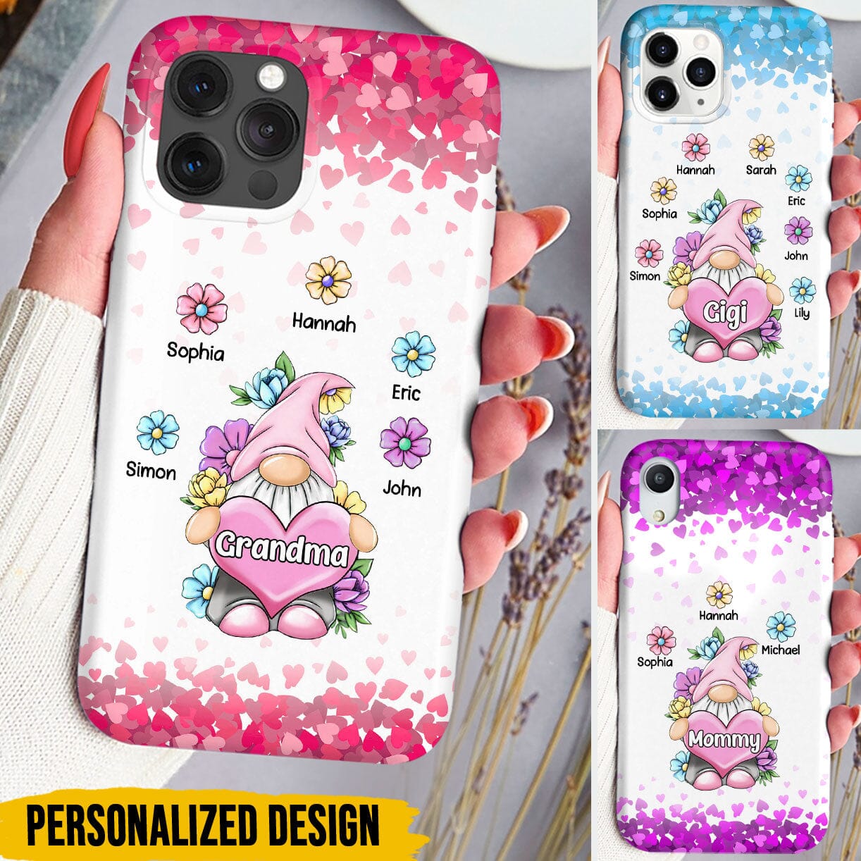 Moms Grandmas Cute Grandkids Floral Personalized Phone case Perfect Mother's Day Gift