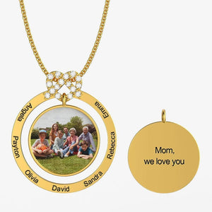 Mother's Day Gift Personalized Family Love Knot Family Name & Photo Necklace