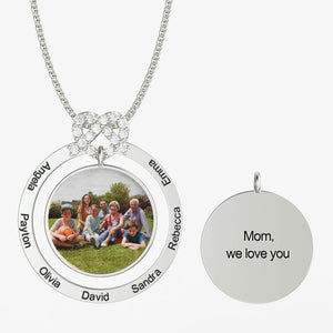 Mother's Day Gift Personalized Family Love Knot Family Name & Photo Necklace