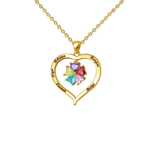 Mother's Day Gift Custom Diamond Heart Birthstone Necklace