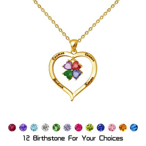 Mother's Day Gift Custom Diamond Heart Birthstone Necklace