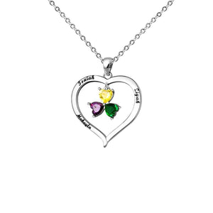 Mother's Day Gift Custom Diamond Heart Birthstone Necklace