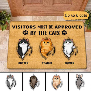 Personalized Fluffy Cats Tearing Visitors Must Be Approved Doormat