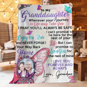 Personalized Upload Photo To My Granddaughter Love You Forever Blanket