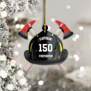 Personalized Firefighter's Helmet Flat Acrylic Ornament Two Sides Xmas