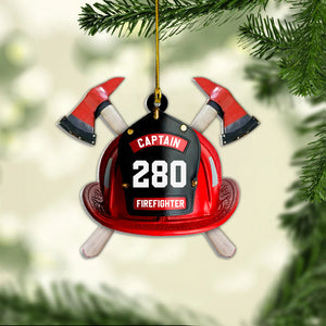 Personalized Firefighter's Helmet Flat Acrylic Ornament Two Sides Xmas