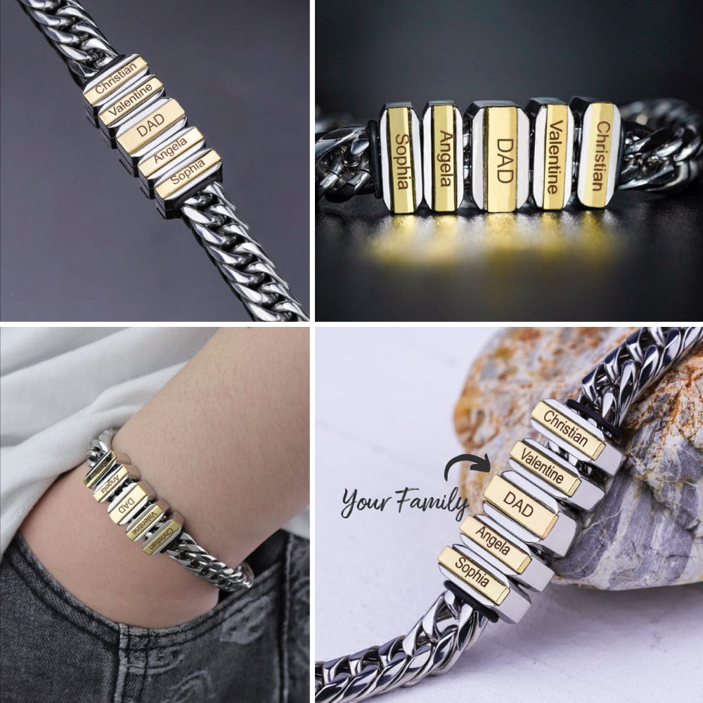 Father's Day Gift Cuba Link Men's Bracelet With Personalized Beads