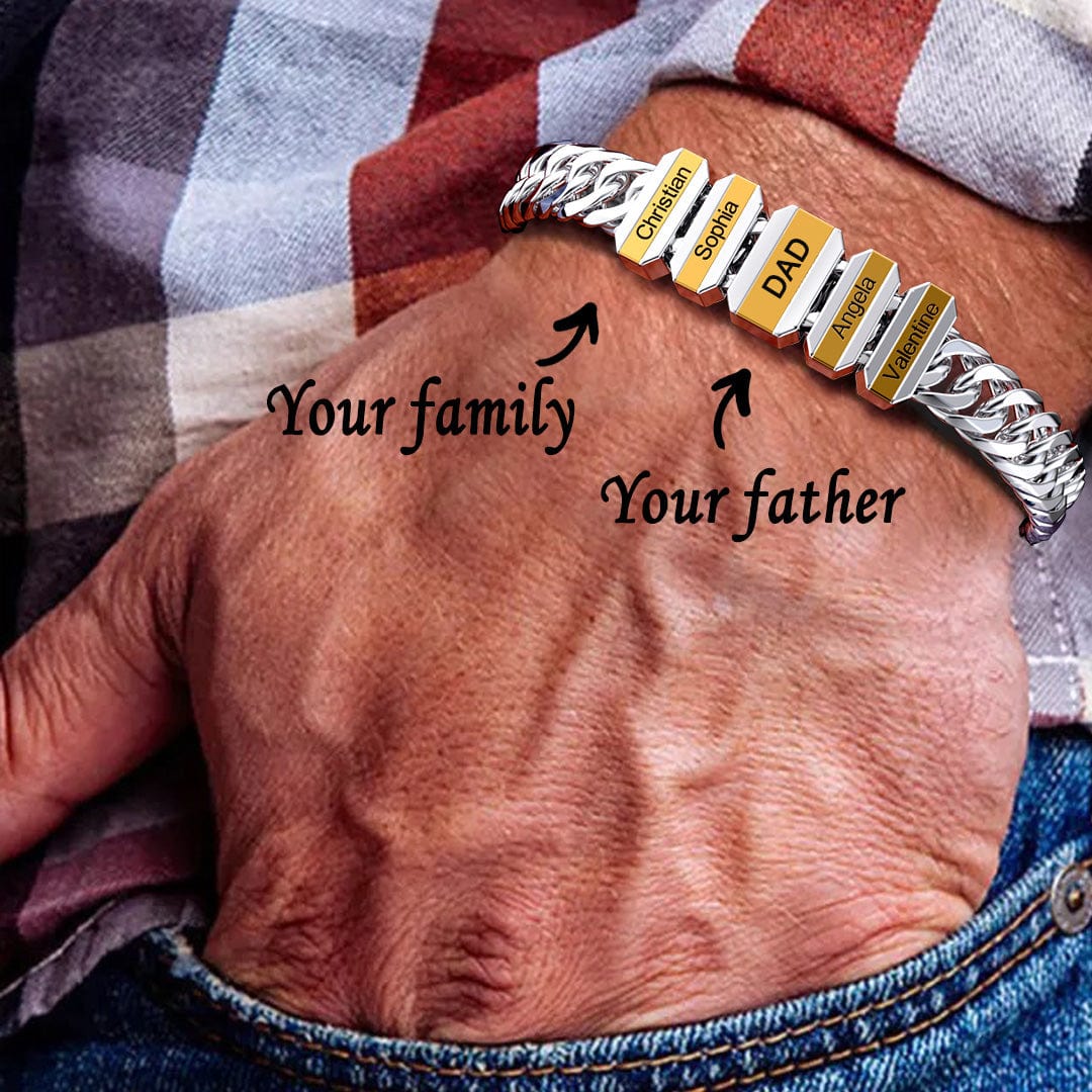 Father's Day Gift Cuba Link Men's Bracelet With Personalized Beads