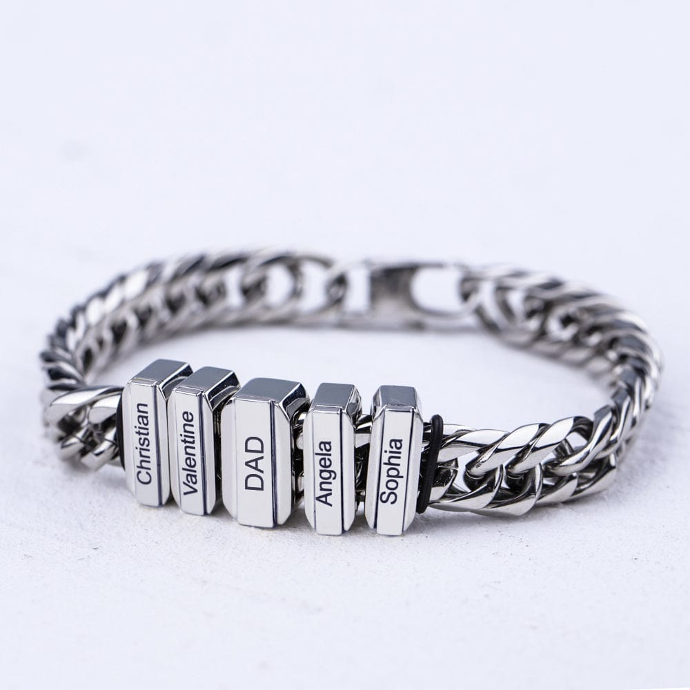 Father's Day Gift Cuba Link Men's Bracelet With Personalized Beads