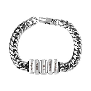 Father's Day Gift Cuba Link Men's Bracelet With Personalized Beads