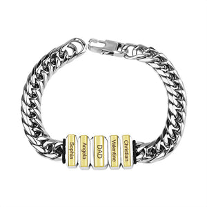Father's Day Gift Cuba Link Men's Bracelet With Personalized Beads