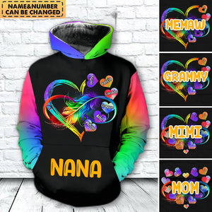 Grandma Grandkids Infinity Love Rainbow Personalized Hoodie