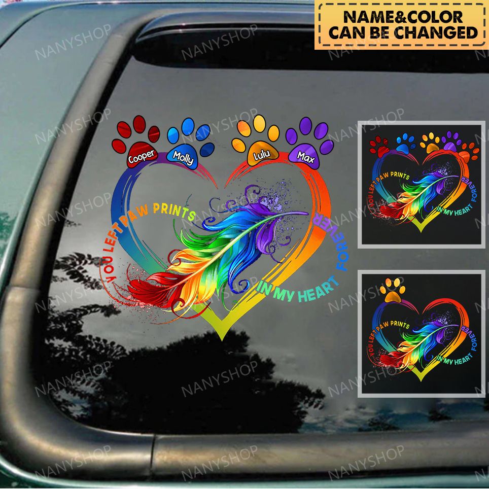 Personalized You Left Paw Prints In My Heart Forever Dog Lover Decal