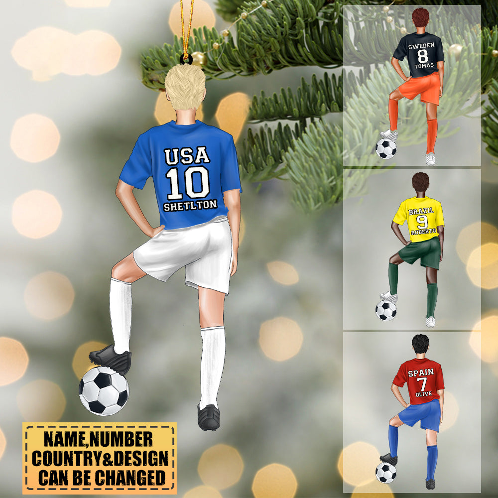 Personalized Soccer Player With Ball Christmas Ornament