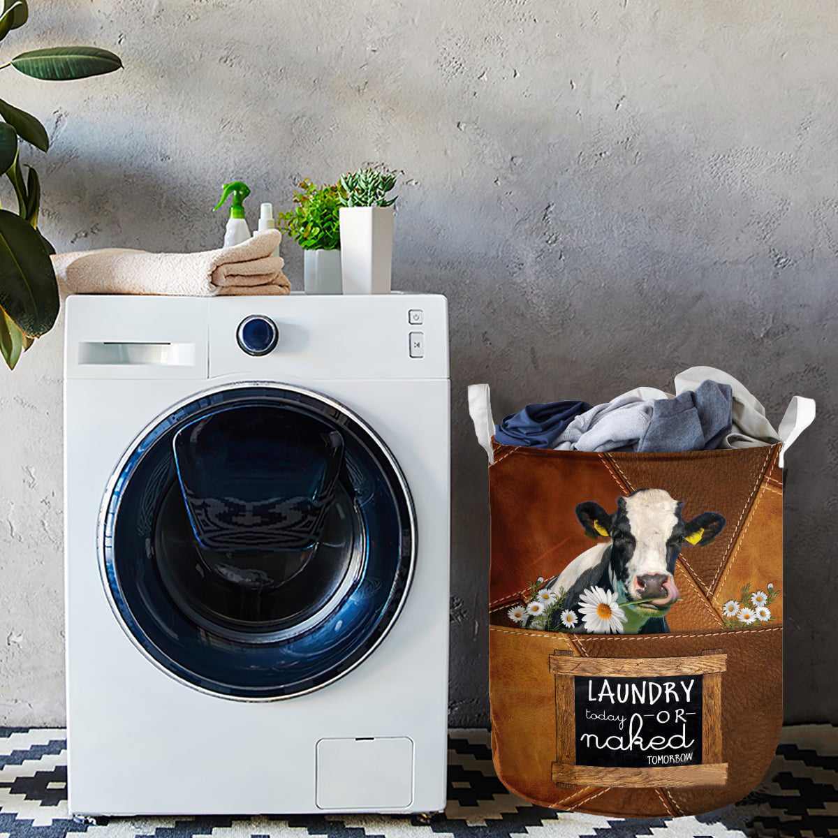 Holstein-laundry today or naked tomorrow laundry basket