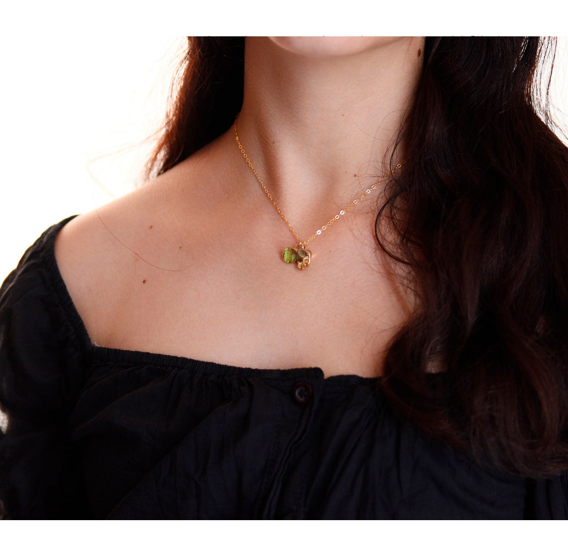 Custom Elephant & Birthstones Necklace