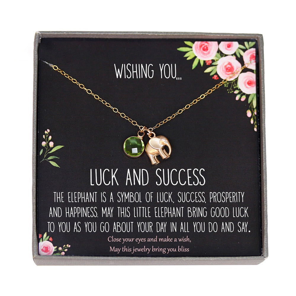 Custom Elephant & Birthstones Necklace