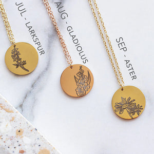 12 Month Delicate Birth Flower Necklace