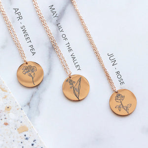 12 Month Delicate Birth Flower Necklace