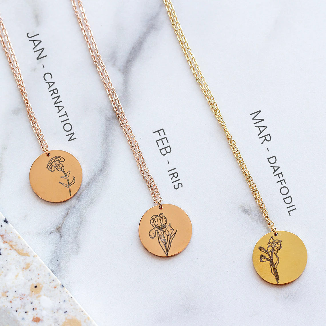 12 Month Delicate Birth Flower Necklace