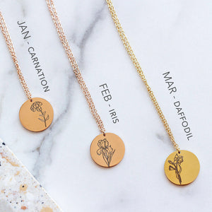 12 Month Delicate Birth Flower Necklace