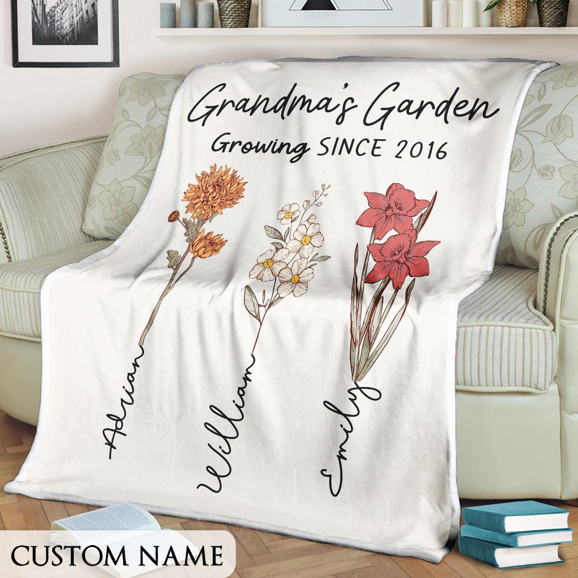 Personalized Custom Grandma Gifts, Grandma's Flower Garden Birth