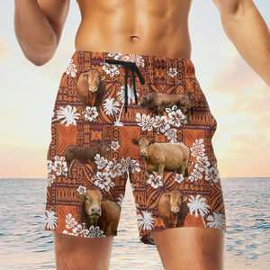 limousin cow In Red Tribal Shorts