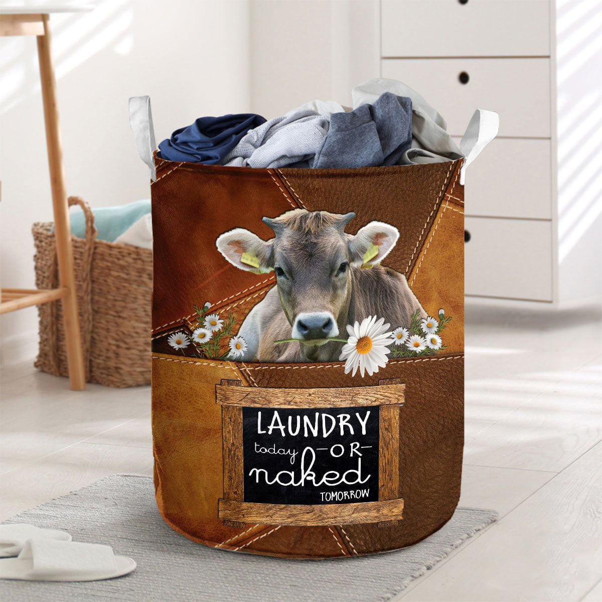 Braunvieh-laundry today or naked tomorrow laundry basket