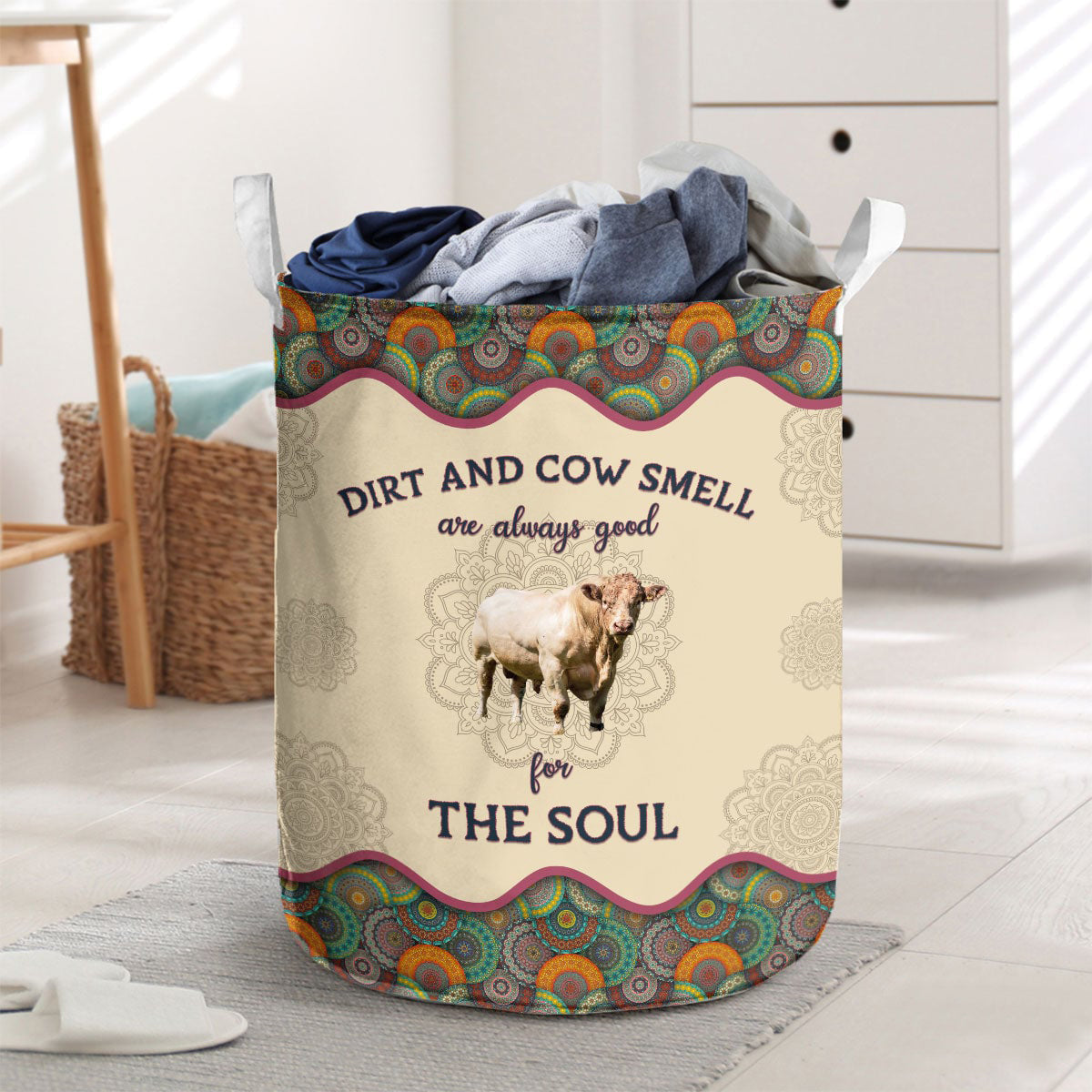 Charolais-Dirt And Cow Smell Are Always Good For The Soul Laundry Basket