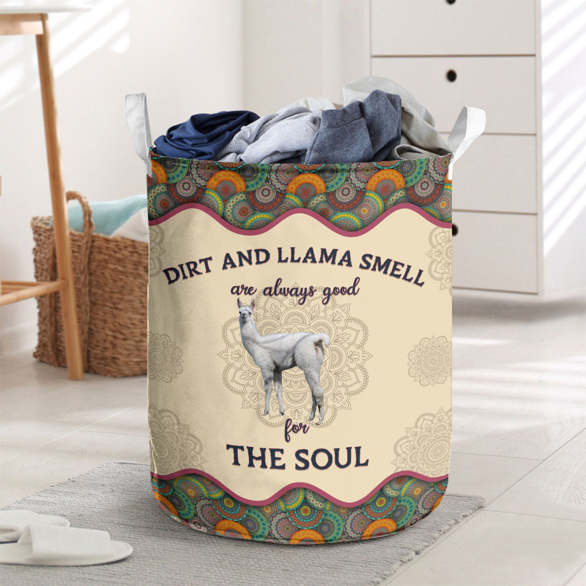 Llama-Dirt And Cow Smell Are Always Good For The Soul Laundry Basket