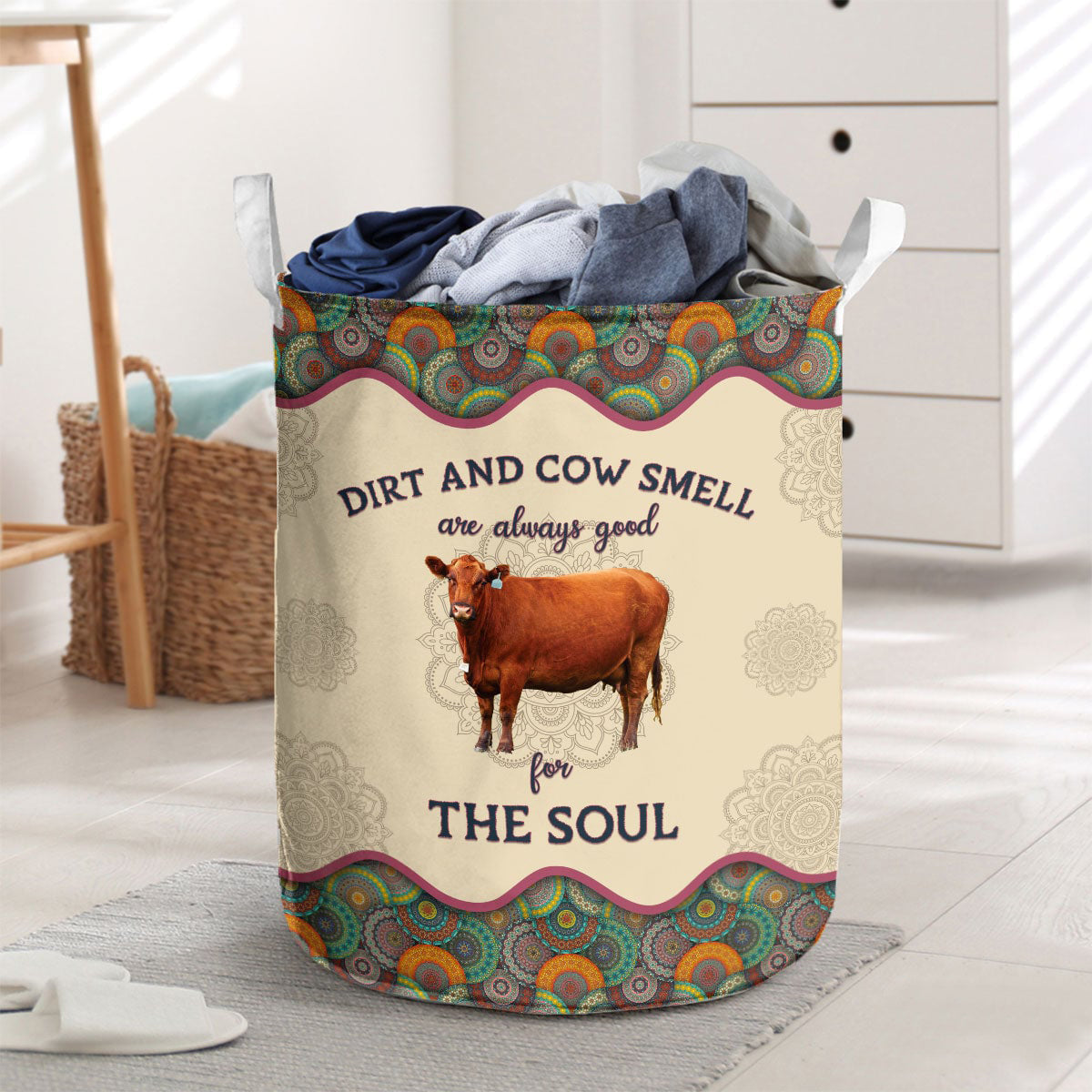 Red Angus-Dirt And Cow Smell Are Always Good For The Soul Laundry Basket