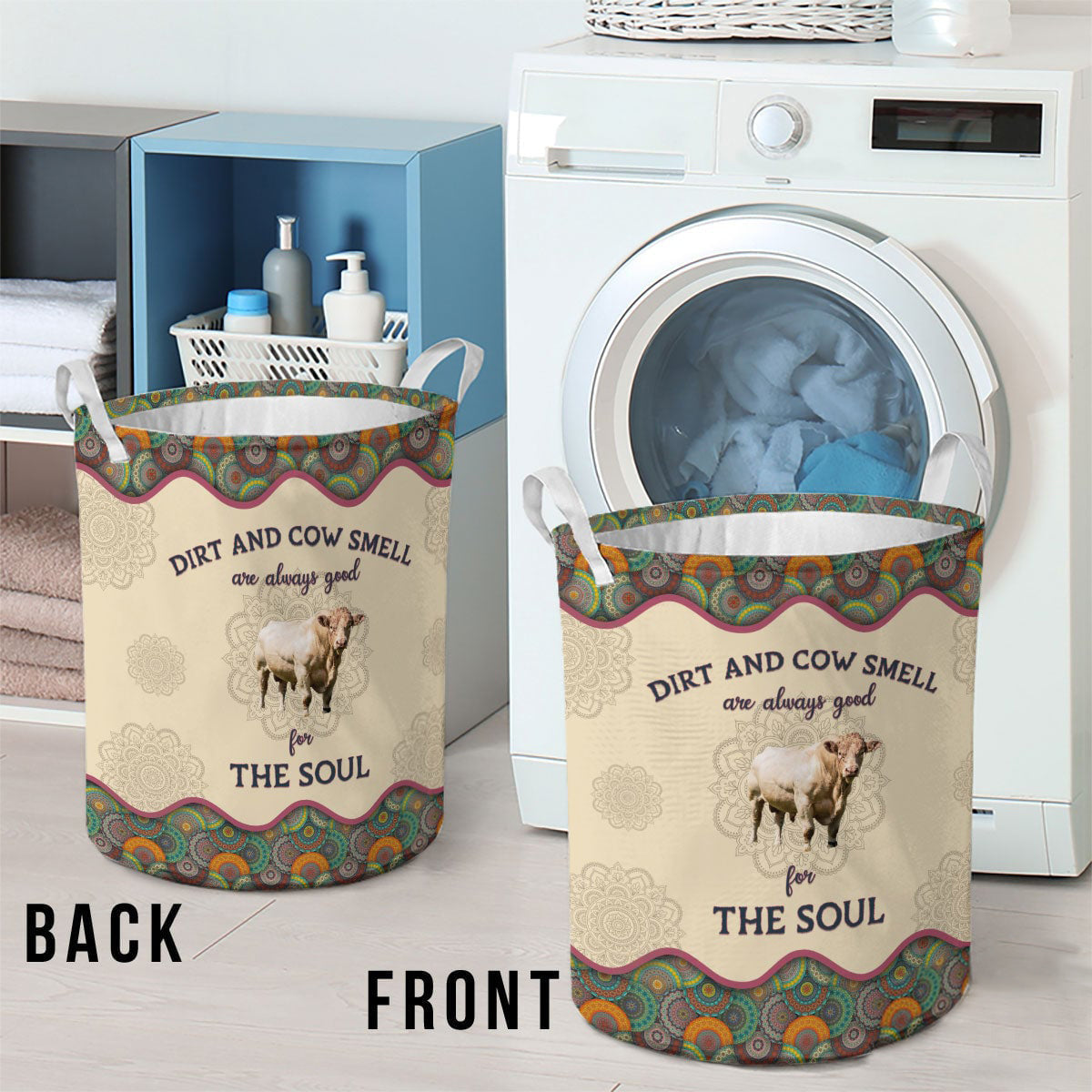Charolais-Dirt And Cow Smell Are Always Good For The Soul Laundry Basket