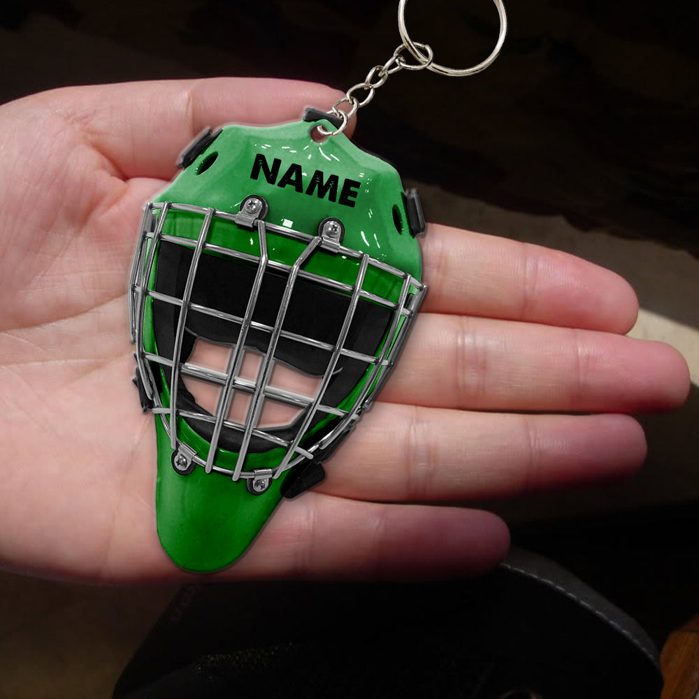 Hockey Helmet - Personalized Keychain - Gift For Hockey Player