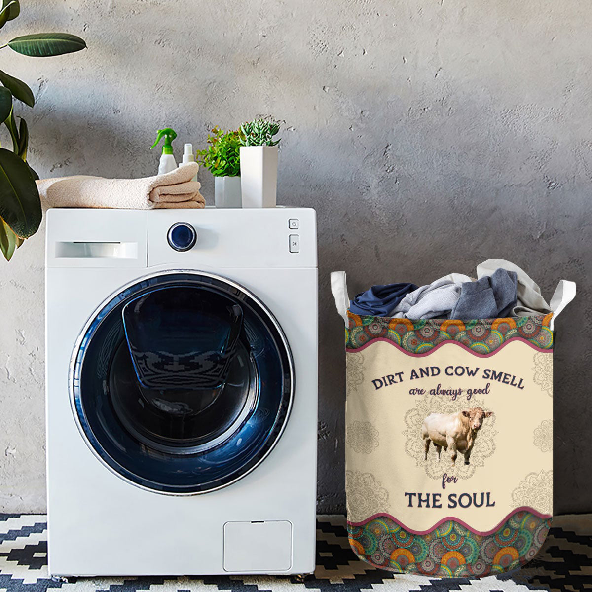 Charolais-Dirt And Cow Smell Are Always Good For The Soul Laundry Basket