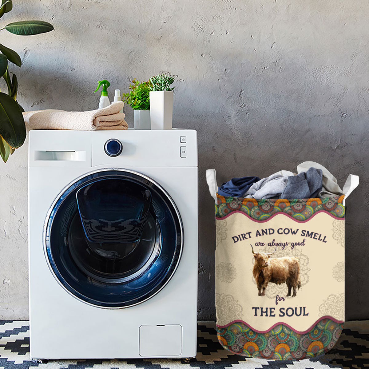 Highland-Dirt And Cow Smell Are Always Good For The Soul Laundry Basket