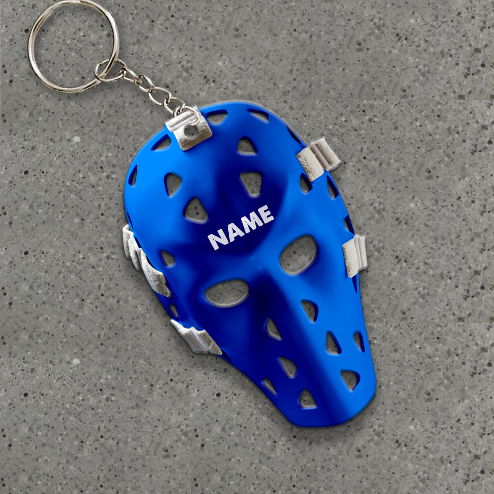 Hockey Helmet - Personalized Keychain - Gift For Hockey Player