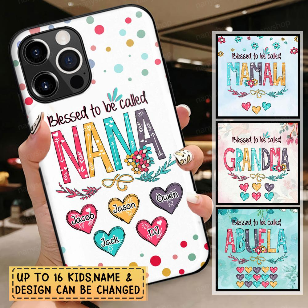 Blessed to be called Nana, Mommy, Auntie Heart Kids Personalized Phone Case